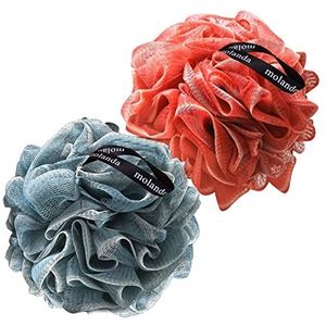 Molanda Douche loofahs spons - mesh borstel bal lichaam scrubber bal voor exfoliëren, douche essentiële huidverzorging (graduele kleur) - Pack van 2
