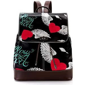 Liefde vleugels met Volg je hart gepersonaliseerde casual dagrugzak tas voor tiener, Meerkleurig, 27x12.3x32cm, Rugzak Rugzakken