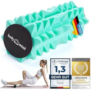 Body & Mind® mini fascia roll - compacte massagerol voor gerichte fascia training; ideaal voor voeten, knieën, nek & andere spiergroepen; 15 x 6 cm (Groen)