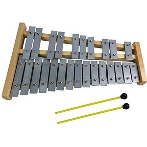 25 Noot Houten Glockenspiel Xylofoon met 25 metalen toetsen, educatieve kinderen percussie-muziekinstrument voor volwassenen en kinderen, omvat 2 hamers