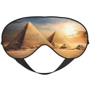 Egyptische piramide in woestijn unisex elastisch verstelbaar gesp ontwerp verduisterende slaap oogmasker voor thuis reizen yoga kantoor dutje