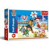 Trefl - PAW Patrol, In de hondenwereld - Puzzel 60 stukjes - Kleurrijke puzzel met de helden uit de cartoon, Creatieve ontspanning, Plezier voor kinderen vanaf 4 jaar