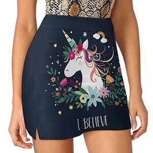 Magic Unicorn Dames Skorts Hoge Taille Tennisrok Gelaagde Korte Mini Rok Culottes Skorts Met Zakken XL