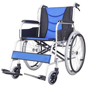 Rolstoel, licht opvouwbare draagbare zelfrijdende rolstoel met voetsteun Comfort zitkussen Senior/gehandicapte aluminium trolley, draagbaar