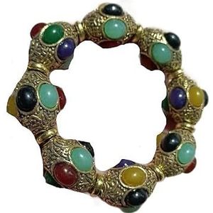 Natuurlijke juweel ingelegde armband Armbanden Jade Sieraden Groene Chalcedoon Armband Heren- en damesarmbanden Geschenken (Color : black)
