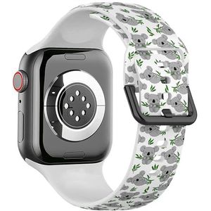 Sport zachte band compatibel met Apple Watch 42/44/45/49mm (koala groene bladeren eucalyptus) siliconen armband band accessoire voor iWatch