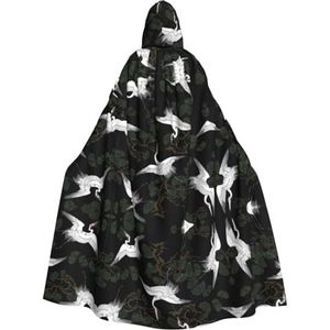 LHMDPBE Mannen Vrouwen Hooded Halloween Kerstfeest Cosplay Kostuums Gewaad Mantel Cape Unisex Japanse Crane & Pine Prints
