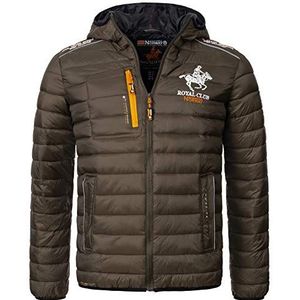 Geographical Norway Winterjas voor heren, gewatteerde jas, herenjas, warme parka, softshelljas, outdoorjas, korte jas, capuchon, overgangsjas, Kaki, L