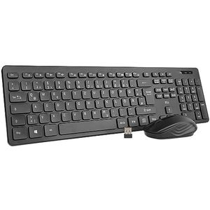 Rii Toetsenbord Muisset draadloos, draadloos toetsenbord met muis, draadloos toetsenbord en muis, voor pc/laptop/Windows/Smart TV, Duitse lay-out - zwart