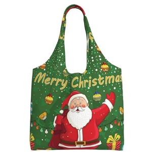 DEHIWI Xmas Santa Claus Tote Bag Voor Vrouwen Schouder Handtassen Grote Capaciteit Boodschappentas Voor Werk School College Reizen Winkelen, Zwart, Eén maat