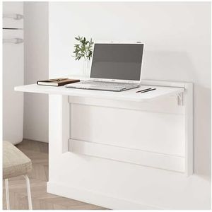 Wasserij Klaptafel，Wandbureau Neerklapbaar，Houten Zwevend Bureau Voor Aan De Muur，Opvouwbare Zwevende Tafel，Eenvoudig Te Installeren En Ruimtebesparend.(White,64 * 49cm/25.2 * 19.3in)