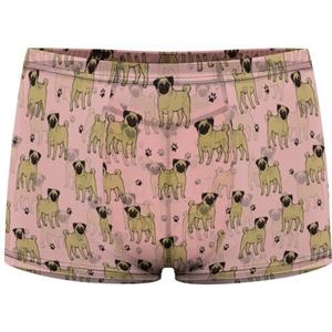 Grappige Happy Pug Dog Heren Boxer Slips Sexy Shorts Mesh Boxers Ondergoed Ademend Onderbroek Thong