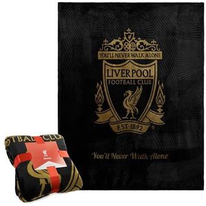 Liverpool FC Fleece beddeken, zachte plaid 124,5 x 149,9 cm, gezellige cadeaus voor fans (zwart)