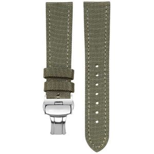 Pgqjfks Nylon canvas armband, 18/19/20/21/22/23/24 mm, horlogeband, zilveren vlindergesp, 24mm, Nylon