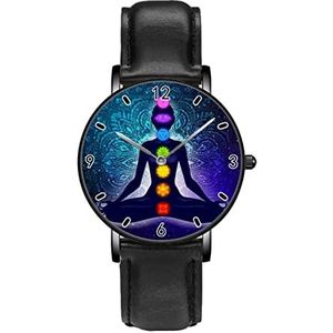 Chakra Vrouw In Lotus Persoonlijkheid Business Casual Horloges Mannen Vrouwen Quartz Analoge Horloges, Zwart