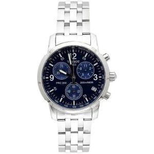 Tissot Kwarts, blauwe wijzerplaat met roestvrijstalen armband - herenhorloge T17.1.586.42, Blauw, armband