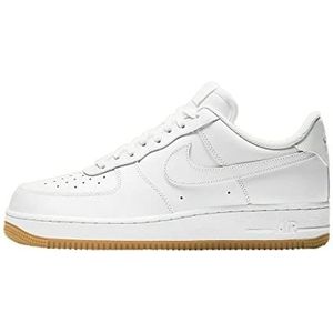 NIKE Air Force 1 (Gs)' basketbalschoenen voor heren, Wit Wit Gum Lichtbruin, 41 EU