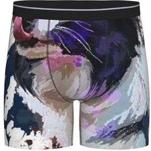 GRatka Boxer slips, heren onderbroek boxer shorts been boxer slips grappig nieuwigheid ondergoed, grens collie kunst hond schilderij, zoals afgebeeld, XL