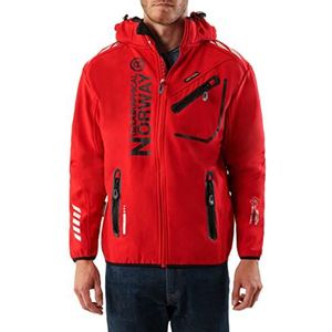 Geographical Norway ROYAUTE MEN - Heren Waterdichte Softshell Jas - Outdoor Ademend Hooded Coat - Winter Tactische Winddicht Jas - Ideaal Voor Buitenactiviteiten (Rode L)