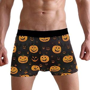 PUXUQU Heren Boxershorts Gelukkig Halloween Grappige Pompoen Onderbroeken Heren Ondergoed Ondergoed, Meerkleurig, L