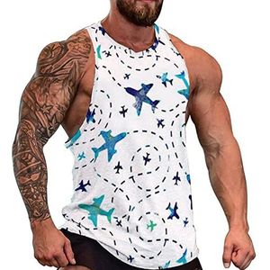 Airplanes Tanktop voor heren, mouwloos T-shirt, pullover, gymshirts, work-out, zomer, T-shirt
