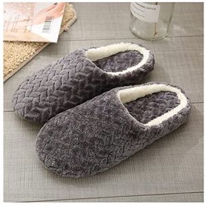 LYHYDMA Katoenen pantoffels Winter Indoor Slippers Vrouwen Bont Warm Pluche Liefhebbers Thuis Slipper Antislip Herfst Schoenen Vrouw Mannen Huis Vloer Zachte Slient Slides (donkergrijs, 11,5)