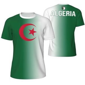 Sport Mesh T-Shirt Geleidelijke Algerije Vlag Tees 3D Gedrukt voor Fitness Running Fiets Voetbal Tennis Voetbal, Meerkleurig, 3XL