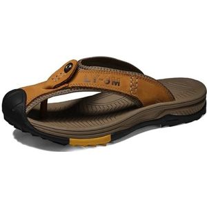 Wandelsandalen voor heren, grote maten, modieus, echt leer, gesloten teen, outdoor, ademend, backpacken, strandschoenen, Goud, 40 EU