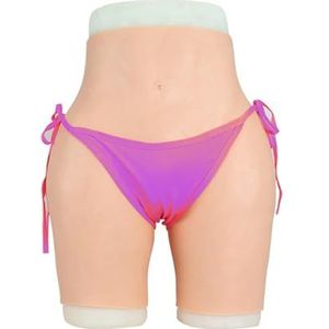 Adima Siliconen nep vagina slipjes met heuplifter pads en doorlaatbare shorts, mannen verbergende gaff slips voor transgender kleding,Bruin,Basic