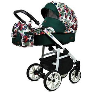 Kinderwagen 3in1 Isofix 2in1 DIN EN 1888 Zwenkte pneumatische banden Fire White by SaintBaby Chili Flowers 3in1 met autostoeltje