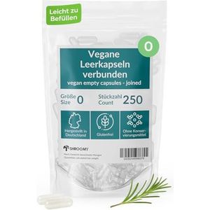 250 veganistische capsules om te vullen, lege capsules maat 0, transparant, empty capsules, DE SHROOMY