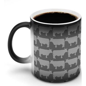 Grijze Koeien Graze Patroon Pas Magische Warmte Veranderende Mok Keramische Cup Koffie Mokken Warmtegevoelige Grappige Gift aan