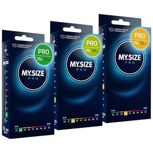 MY.SIZE PRO condoom maat 1,2,3-47,49,53 mm, 3x10 condooms - perfecte pasvorm en een geschikte maat voor iedereen