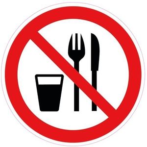 10 Stickers van 10 cm | Verboden eten en drinken stickers