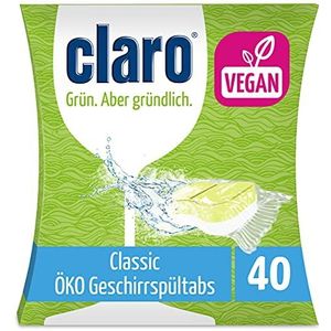 Claro Classic 40x Eco Vaatwastabletten - Fosfaatvrij - Biologische - 100% Wateroplosbare Folie