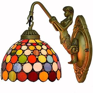 Tiffany Stijl Ingebedde Wandlamp Met Boheemse Glazen Lampenkap, Gebruikt Voor Slaapkamers, Gangen, 6/8 ""mini Nachtlampjes