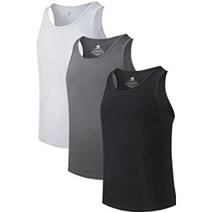 DAVID ARCHY herenvesten ondergoed ondershirt, bamboe rayon heren mouwloze vesten ronde hals afslankend ondergoed shirt - 3-pack