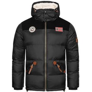 Geographical Norway Celian Herenjas, warme jas, bont, seizoenen, herfst, winter, lente, comfortabele herenjas, lange mouwen, winddichte parka, stijl, Zwart, XXL