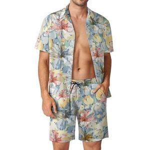 2-delige Hawaiiaanse Strandoverhemden en Shorts Voor Heren, Sneldrogend, Absorberend Zweet, Outfits Met Korte Mouwen, Vrijetijdskleding (Color : Color 3, Size : L)
