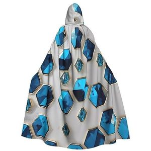 Bxzpzplj Blauwe Zeshoeken En Diamanten Print Hooded Mantel Lange Voor Carnaval Cosplay Kostuums 185 cm, Carnaval Fancy Dress Cosplay