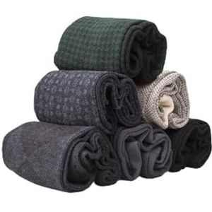 Business sokken voor heren (6 x paar) - winter heren bamboesokken set 6-delige set assortiment - 484, zwart, 41-45