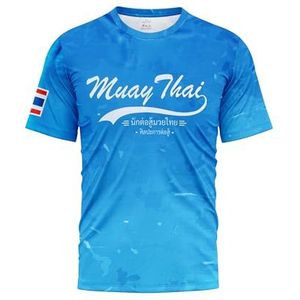 TAO MARTIAL Muay Thai Dry Fit Top Korte Mouw Camouflage Design, Blauwe Azure, M
