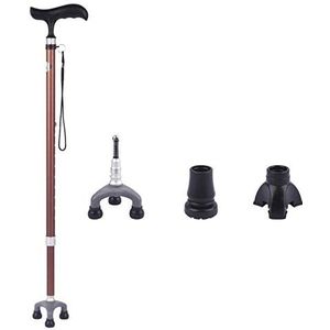 Wandelstok Wandelhulpmiddel voor ouderen, gehandicapten en gehandicapte gebruikers3 Wandelstokken met antislipbasis, bruin