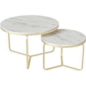 Moderne kamer koffietafel ronde nesttafels set van 2 stapeltafels Scandinavische stijl nestelen salontafels zeer duurzaam voor woonkamer slaapkamer thuiskantoor (kleur: B (kleur: A, maat: 60 x 45 + 45