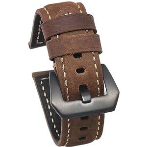 Chlikeyi Heren koeienhuid lederen horlogebandjes 20-24mm horlogeaccessoires vervangende armband, 24 mm, Leer