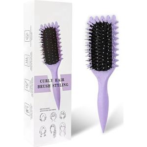 Curl Defining Brush, Curl Define Stylingborstel, haarborstel voor het kammen en vormgeven van krullen voor mannen en vrouwen om trekken te verminderen, nylon haren, krulverbetering, unisex (paars, 24