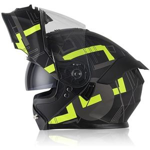 Motorhelm Systeemhelm Modulaire Helm Met Dubbel Vizier DOT/ECE-Gecertificeerde Modulaire Helm Retro Motorhelm Integraalhelm Voor Heren Dames H,XXL/63-64CM