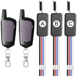 3-weg draadloze schakelaar DC 12V afstandsbediening: 3-weg afstandsbedieningsset, compacte draadloze mini-afstandsbediening, 433 MHz afstandsbediening voor huishoudelijke apparaten, verlichting