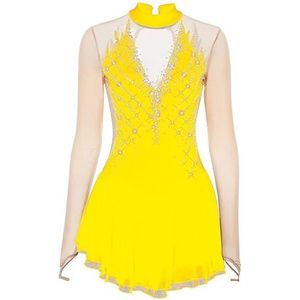 Nnnydjy Schaatskostuum voor meisjes Turnpakjes voor ritmische gymnastiek Wedstrijdkleding voor kunstschaatsen voor dames Eenvoudig en elegant Schaatsrokje voor dames,F,11_13Years