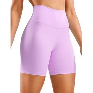 CRZ YOGA Yogashort Voor Dames Met Naakt Gevoel - 6 Inch Hoog Getailleerde Trainingsshorts Atletische Hardloopfietsbroek Lila XS